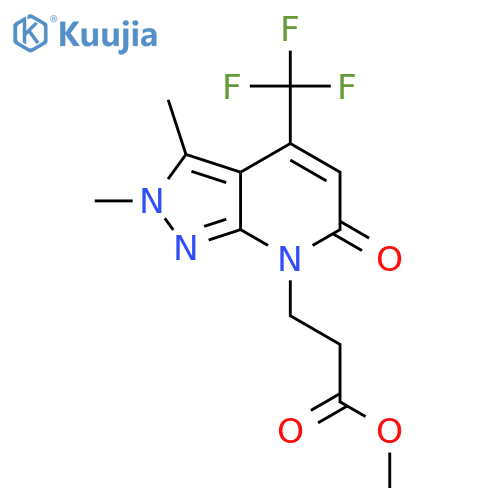 Methyl 3-(2,3-dimethyl-6-oxo-4-(trifluoromethyl)-2H-pyrazolo[3,4-b]pyridin-7(6H)-yl)propanoate structure
