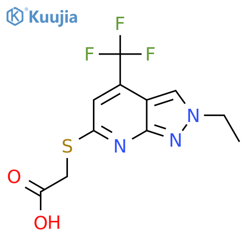 2-{2-ethyl-4-(trifluoromethyl)-2H-pyrazolo3,4-bpyridin-6-ylsulfanyl}acetic acid structure