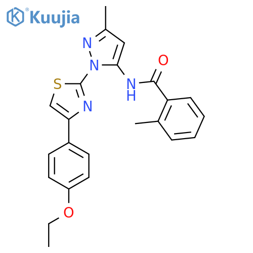 N-{1-[4-(4-ethoxyphenyl)-1,3-thiazol-2-yl]-3-methyl-1H-pyrazol-5-yl}-2-methylbenzamide structure