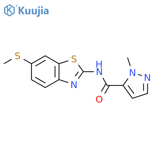 1-methyl-N-[6-(methylsulfanyl)-1,3-benzothiazol-2-yl]-1H-pyrazole-5-carboxamide structure