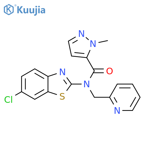 N-(6-chloro-1,3-benzothiazol-2-yl)-1-methyl-N-[(pyridin-2-yl)methyl]-1H-pyrazole-5-carboxamide structure