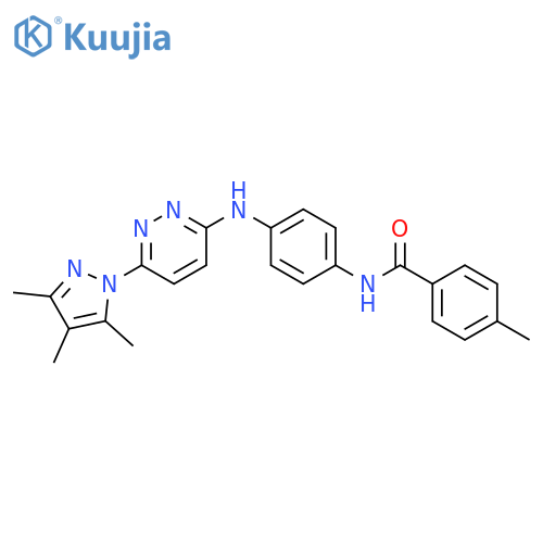 4-methyl-N-(4-{[6-(3,4,5-trimethyl-1H-pyrazol-1-yl)pyridazin-3-yl]amino}phenyl)benzamide structure