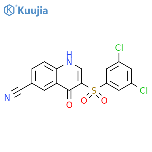 3-(3,5-dichlorobenzenesulfonyl)-4-oxo-1,4-dihydroquinoline-6-carbonitrile structure