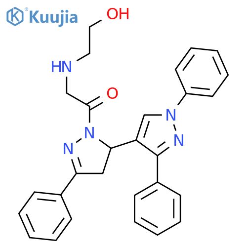 2-[(2-hydroxyethyl)amino]-1-{1',3',5-triphenyl-3,4-dihydro-1'H,2H-[3,4'-bipyrazole]-2-yl}ethan-1-one structure