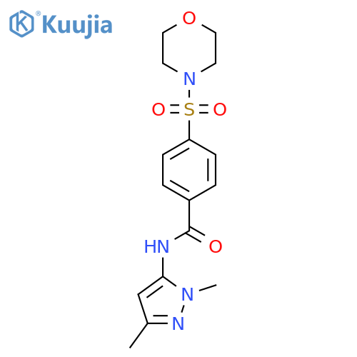 N-(1,3-dimethyl-1H-pyrazol-5-yl)-4-(morpholine-4-sulfonyl)benzamide structure
