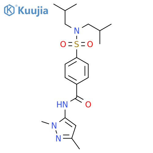 4-[bis(2-methylpropyl)sulfamoyl]-N-(1,3-dimethyl-1H-pyrazol-5-yl)benzamide structure