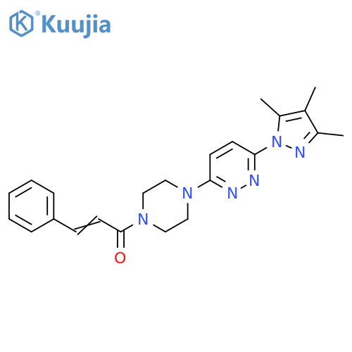 (2E)-3-phenyl-1-{4-[6-(3,4,5-trimethyl-1H-pyrazol-1-yl)pyridazin-3-yl]piperazin-1-yl}prop-2-en-1-one structure