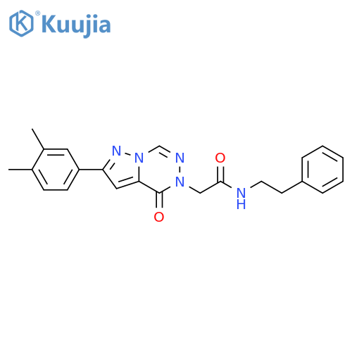 2-[2-(3,4-dimethylphenyl)-4-oxo-4H,5H-pyrazolo[1,5-d][1,2,4]triazin-5-yl]-N-(2-phenylethyl)acetamide structure