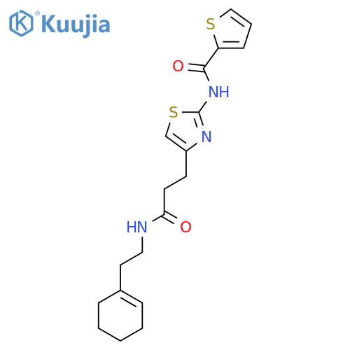 N-[4-(2-{[2-(cyclohex-1-en-1-yl)ethyl]carbamoyl}ethyl)-1,3-thiazol-2-yl]thiophene-2-carboxamide structure