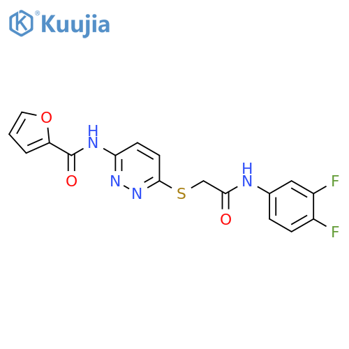 N-[6-({[(3,4-difluorophenyl)carbamoyl]methyl}sulfanyl)pyridazin-3-yl]furan-2-carboxamide structure