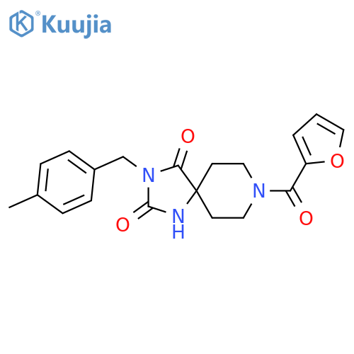 8-(furan-2-carbonyl)-3-[(4-methylphenyl)methyl]-1,3,8-triazaspiro[4.5]decane-2,4-dione structure
