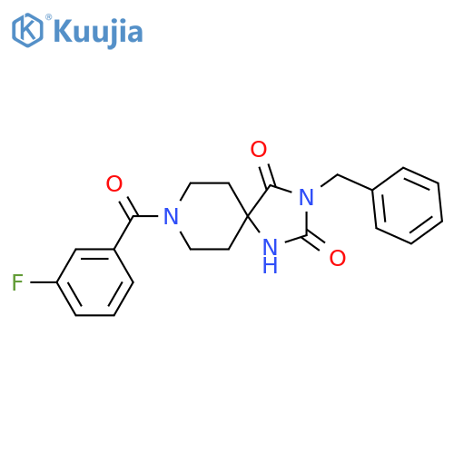 3-benzyl-8-(3-fluorobenzoyl)-1,3,8-triazaspiro[4.5]decane-2,4-dione structure