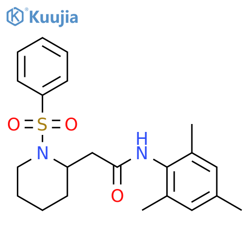 2-[1-(benzenesulfonyl)piperidin-2-yl]-N-(2,4,6-trimethylphenyl)acetamide structure
