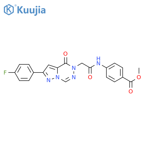 methyl 4-{2-[2-(4-fluorophenyl)-4-oxo-4H,5H-pyrazolo[1,5-d][1,2,4]triazin-5-yl]acetamido}benzoate structure
