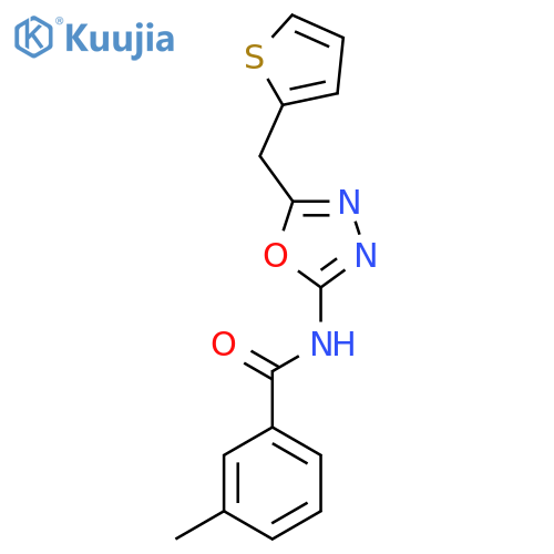 3-methyl-N-{5-[(thiophen-2-yl)methyl]-1,3,4-oxadiazol-2-yl}benzamide structure