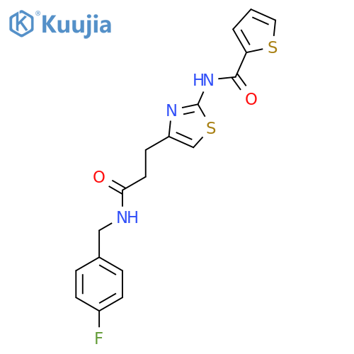 N-[4-(2-{[(4-fluorophenyl)methyl]carbamoyl}ethyl)-1,3-thiazol-2-yl]thiophene-2-carboxamide structure