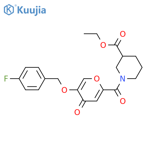 ethyl 1-{5-[(4-fluorophenyl)methoxy]-4-oxo-4H-pyran-2-carbonyl}piperidine-3-carboxylate structure