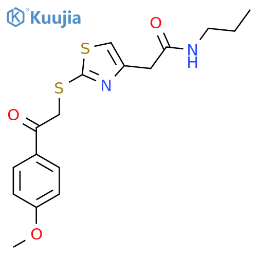 2-(2-{[2-(4-methoxyphenyl)-2-oxoethyl]sulfanyl}-1,3-thiazol-4-yl)-N-propylacetamide structure
