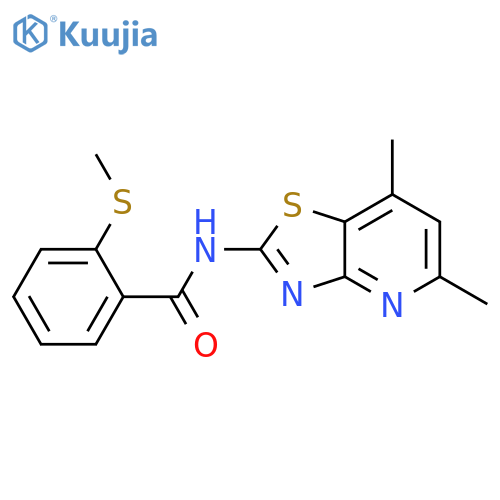 N-{5,7-dimethyl-[1,3]thiazolo[4,5-b]pyridin-2-yl}-2-(methylsulfanyl)benzamide structure