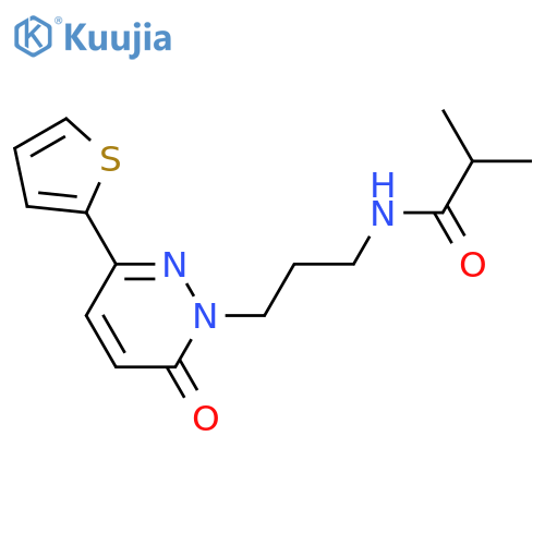 2-methyl-N-{3-[6-oxo-3-(thiophen-2-yl)-1,6-dihydropyridazin-1-yl]propyl}propanamide structure