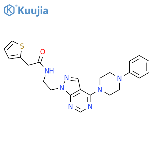 N-{2-[4-(4-phenylpiperazin-1-yl)-1H-pyrazolo[3,4-d]pyrimidin-1-yl]ethyl}-2-(thiophen-2-yl)acetamide structure