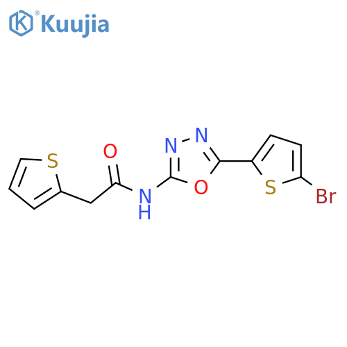 N-[5-(5-bromothiophen-2-yl)-1,3,4-oxadiazol-2-yl]-2-(thiophen-2-yl)acetamide structure