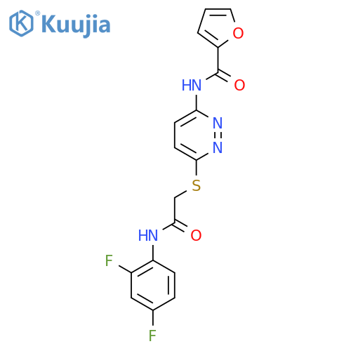 N-[6-({[(2,4-difluorophenyl)carbamoyl]methyl}sulfanyl)pyridazin-3-yl]furan-2-carboxamide structure
