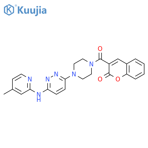 3-(4-{6-[(4-methylpyridin-2-yl)amino]pyridazin-3-yl}piperazine-1-carbonyl)-2H-chromen-2-one structure