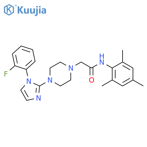 2-{4-[1-(2-fluorophenyl)-1H-imidazol-2-yl]piperazin-1-yl}-N-(2,4,6-trimethylphenyl)acetamide structure