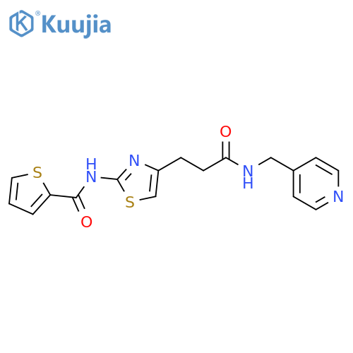 N-[4-(2-{[(pyridin-4-yl)methyl]carbamoyl}ethyl)-1,3-thiazol-2-yl]thiophene-2-carboxamide structure