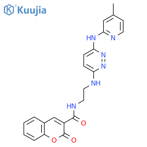 N-[2-({6-[(4-methylpyridin-2-yl)amino]pyridazin-3-yl}amino)ethyl]-2-oxo-2H-chromene-3-carboxamide structure