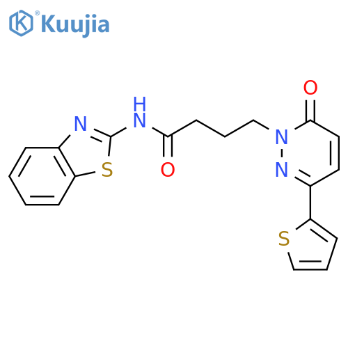 N-(1,3-benzothiazol-2-yl)-4-[6-oxo-3-(thiophen-2-yl)-1,6-dihydropyridazin-1-yl]butanamide structure