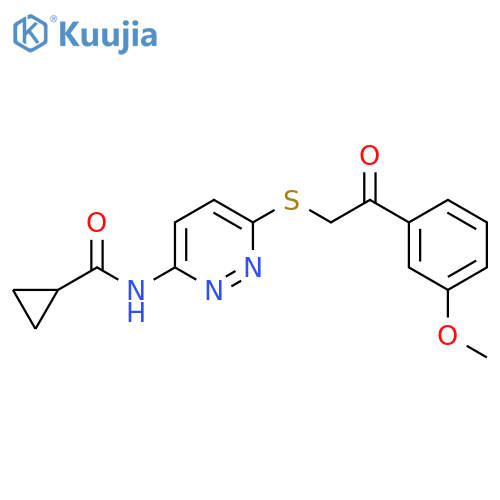 N-(6-{[2-(3-methoxyphenyl)-2-oxoethyl]sulfanyl}pyridazin-3-yl)cyclopropanecarboxamide structure