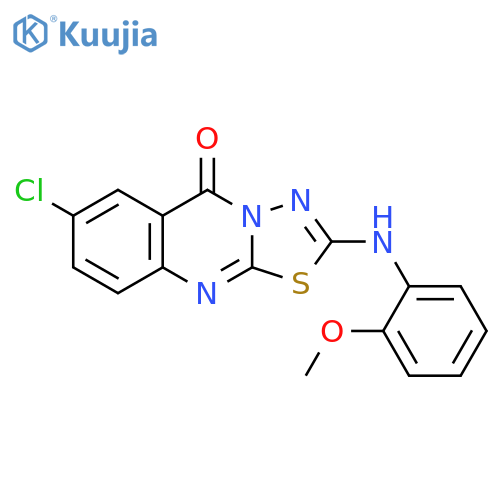 7-chloro-2-[(2-methoxyphenyl)amino]-5H-[1,3,4]thiadiazolo[2,3-b]quinazolin-5-one structure