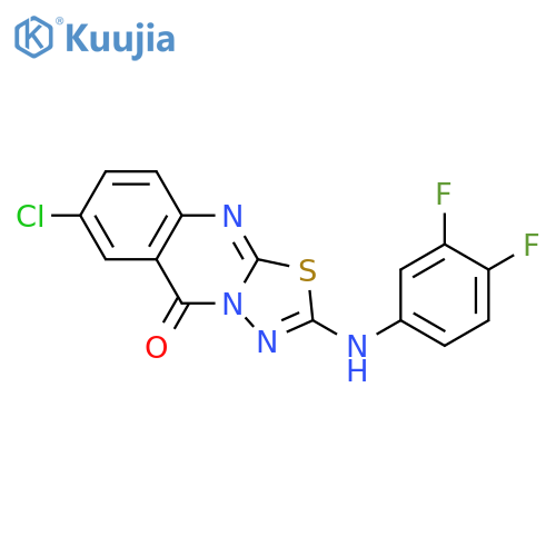 7-chloro-2-[(3,4-difluorophenyl)amino]-5H-[1,3,4]thiadiazolo[2,3-b]quinazolin-5-one structure