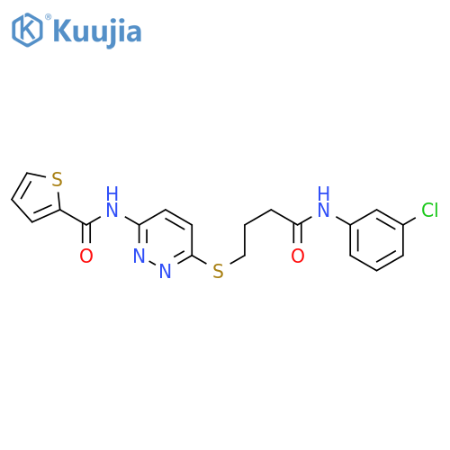 N-[6-({3-[(3-chlorophenyl)carbamoyl]propyl}sulfanyl)pyridazin-3-yl]thiophene-2-carboxamide structure