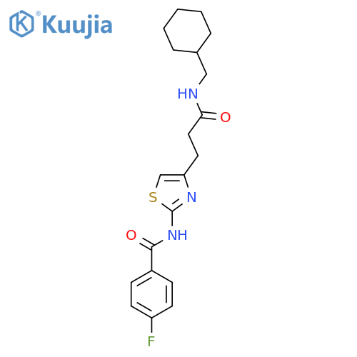 N-(4-{2-[(cyclohexylmethyl)carbamoyl]ethyl}-1,3-thiazol-2-yl)-4-fluorobenzamide structure