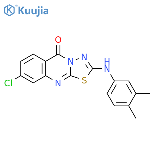 8-Chloro-2-[(3,4-dimethylphenyl)amino]-5H-1,3,4-thiadiazolo[2,3-b]quinazolin-5-one structure