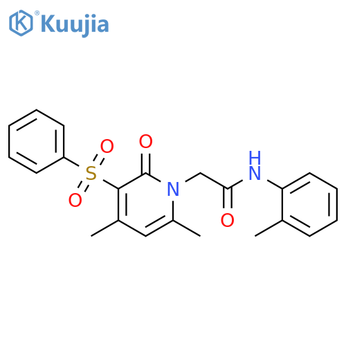 2-[3-(benzenesulfonyl)-4,6-dimethyl-2-oxo-1,2-dihydropyridin-1-yl]-N-(2-methylphenyl)acetamide structure
