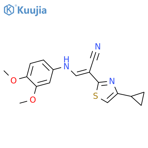 (2E)-2-(4-cyclopropyl-1,3-thiazol-2-yl)-3-[(3,4-dimethoxyphenyl)amino]prop-2-enenitrile structure