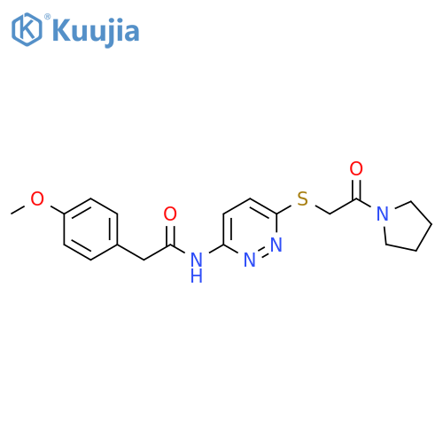 2-(4-methoxyphenyl)-N-(6-{[2-oxo-2-(pyrrolidin-1-yl)ethyl]sulfanyl}pyridazin-3-yl)acetamide structure