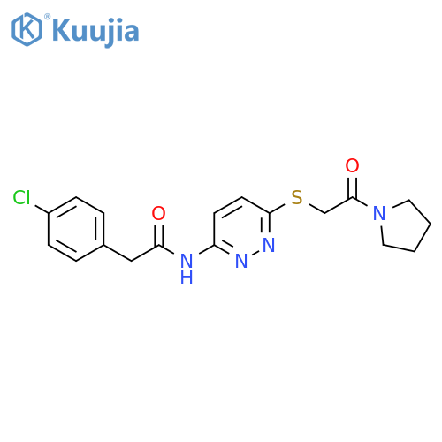 2-(4-chlorophenyl)-N-(6-{[2-oxo-2-(pyrrolidin-1-yl)ethyl]sulfanyl}pyridazin-3-yl)acetamide structure