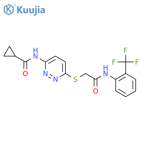 N-{6-[({[2-(trifluoromethyl)phenyl]carbamoyl}methyl)sulfanyl]pyridazin-3-yl}cyclopropanecarboxamide structure