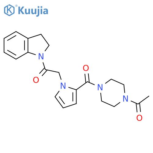 2-[2-(4-acetylpiperazine-1-carbonyl)-1H-pyrrol-1-yl]-1-(2,3-dihydro-1H-indol-1-yl)ethan-1-one structure