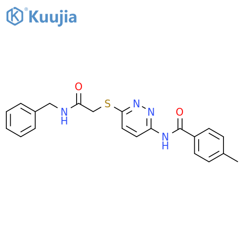 N-(6-{[(benzylcarbamoyl)methyl]sulfanyl}pyridazin-3-yl)-4-methylbenzamide structure