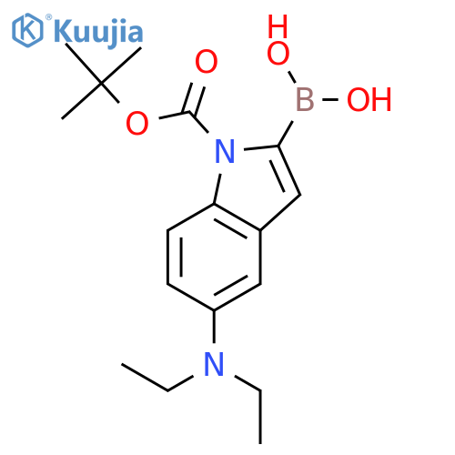[5-(Diethylamino)-1-{[(2-methyl-2-propanyl)oxy]carbonyl}-1H-indol-2-yl]boronic acid structure