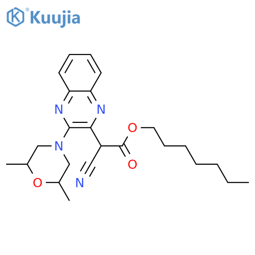 heptyl 2-cyano-2-[3-(2,6-dimethylmorpholin-4-yl)quinoxalin-2-yl]acetate structure