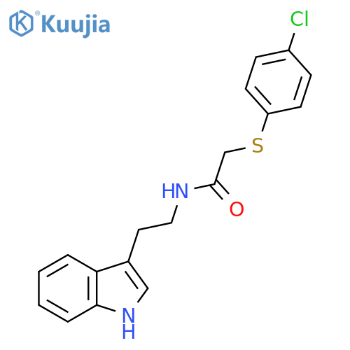 2-(4-chlorophenyl)sulfanyl-N-[2-(1H-indol-3-yl)ethyl]acetamide structure