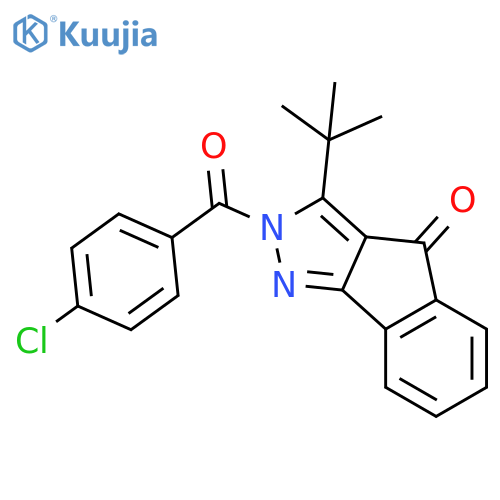 3-tert-butyl-2-(4-chlorobenzoyl)-2H,4H-indeno[1,2-c]pyrazol-4-one structure