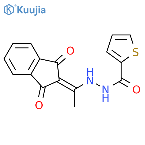 N'-[1-(1,3-dioxoinden-2-ylidene)ethyl]thiophene-2-carbohydrazide structure
